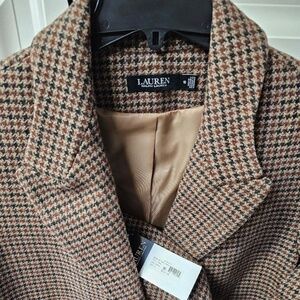 WOMENS RALPH LAUREN HOUNDSTOOTH LEGACY CHECK LONG COAT